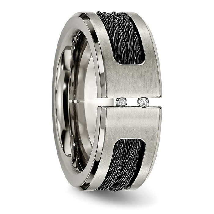 Shop Stylish Chisel Titanium 10mm Band with Diamond Accent & Black IP-Plating-5