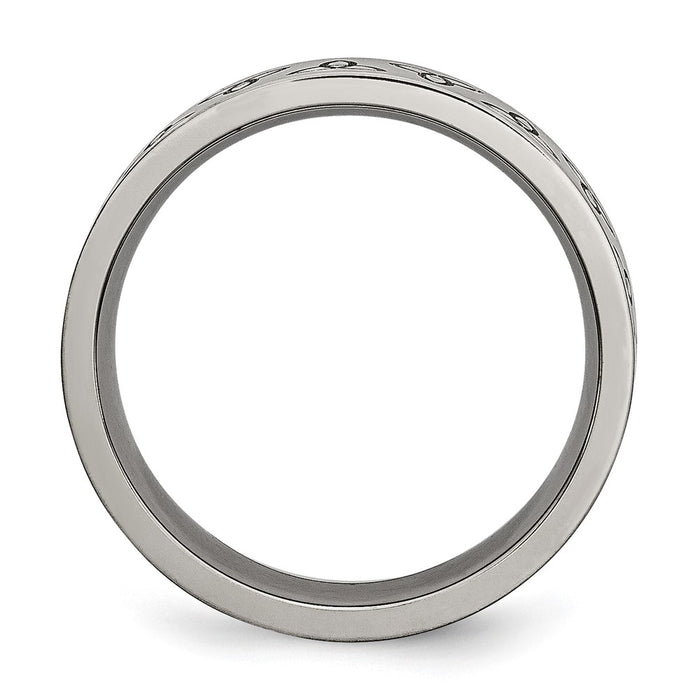 High-Quality Brushed Titanium 6mm Flat Band with Trinity Symbol | Stylish Value-2