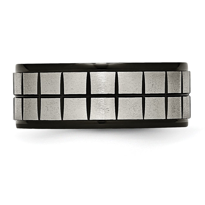 Exclusive Chisel 9mm Titanium Band - Stylish Brushed Center & Black IP Coating-3