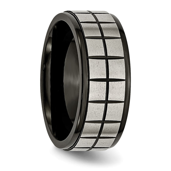 High-Quality 9mm Titanium Band, Brushed Center, Stylish Black IP Plating-4