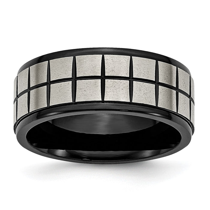 Buy Exclusive 9mm Chisel Titanium Band - Stylish Brushed Center, Black IP Coating-1