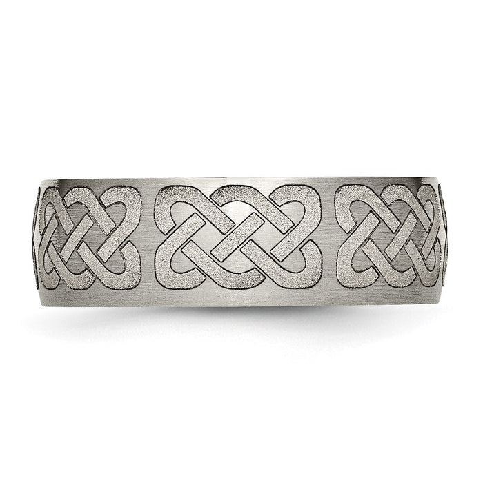 Buy Stylish 8mm Titanium Brushed Band with Celtic Laser Engraving - Luxury Value-3