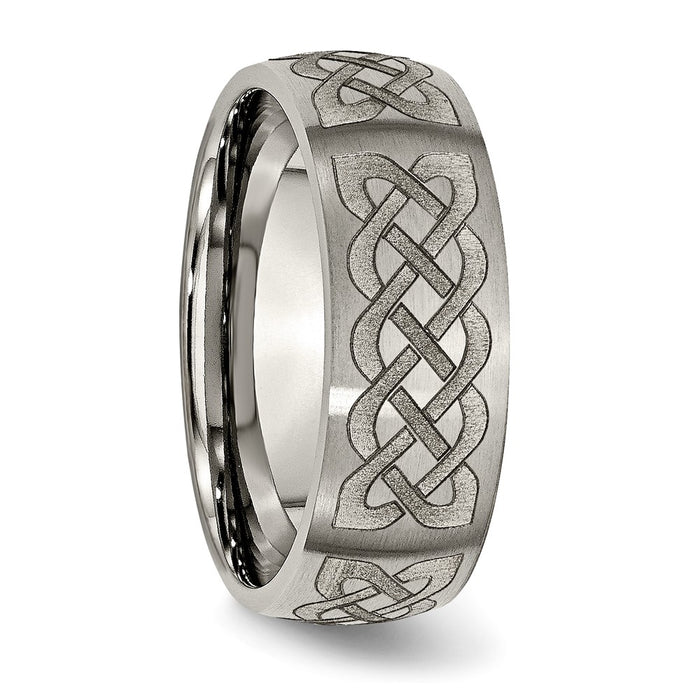 Buy Stylish 8mm Brushed Titanium Celtic Laser Engraved Chisel Band - Luxury Value-4