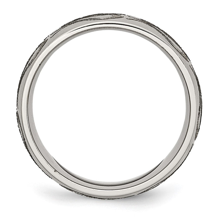 High-Quality 8mm Brushed Titanium Band with Chiseled Flame Design, Stylish Price-2