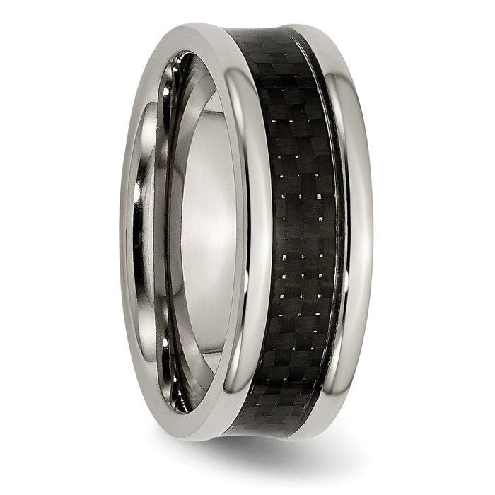 Buy Stylish 8mm Chisel Titanium Band with Polished Finish & Carbon Fiber Inlay-4