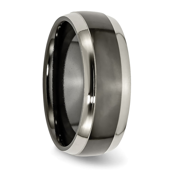 Buy Stylish 8mm Chisel Titanium Grey & Black Polished Band - Luxury Design-4