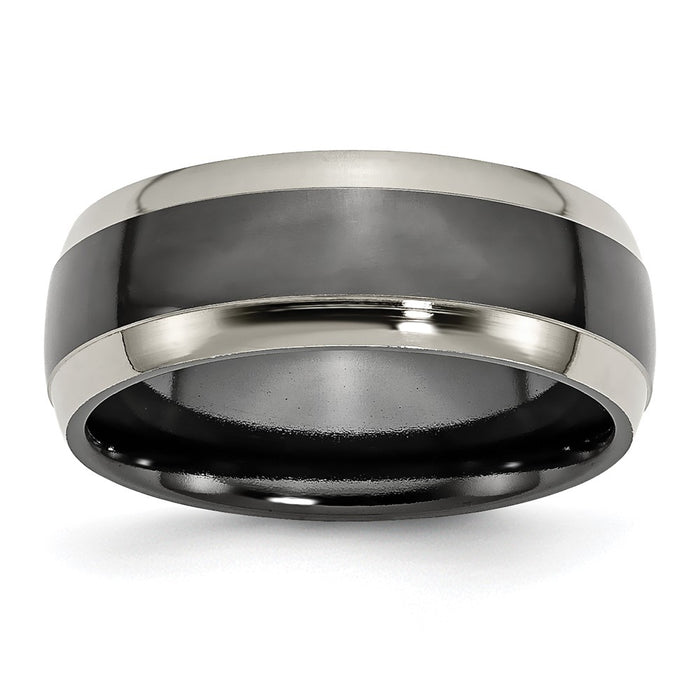 Exclusive 8mm Titanium Grey & Black Polished Band - Stylish Value Jewelry-1