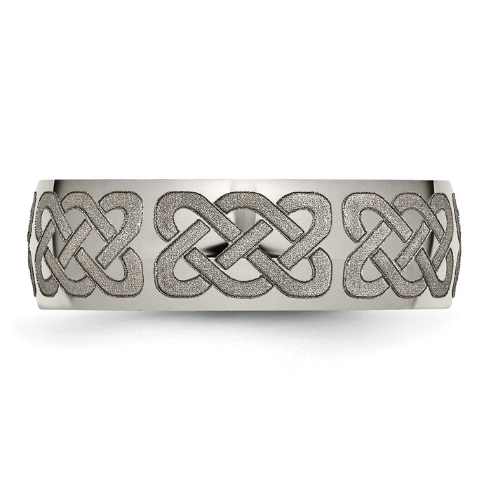 Buy Stylish 8mm Polished Titanium Celtic Band - Laser Engraved & Chiseled Design-3