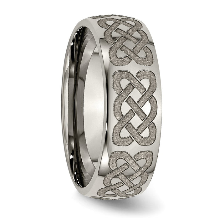 Buy Stylish 8mm Polished Titanium Celtic Laser Engraved Chisel Band-4