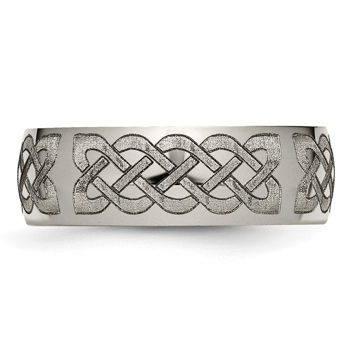 Buy Stylish 8mm Polished Titanium Celtic Band - Exclusive Laser Engraved Design-3