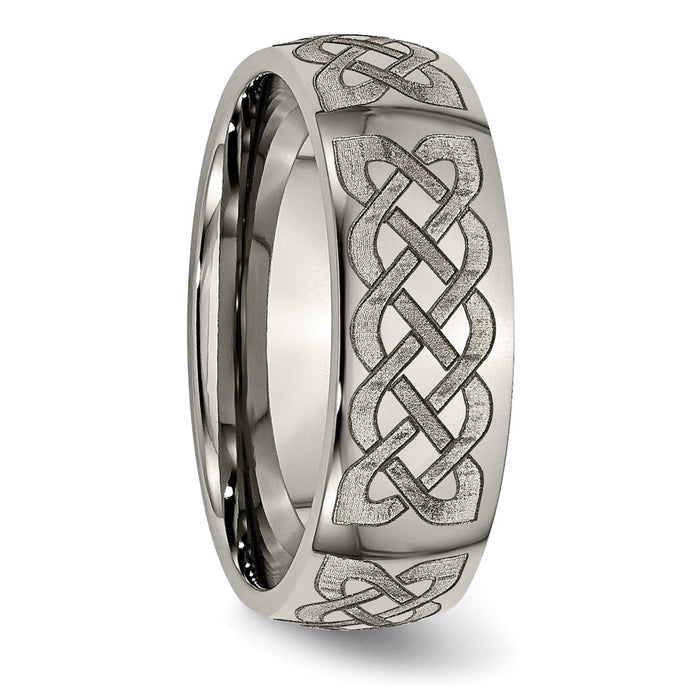 Buy Stylish Polished Titanium 8mm Celtic Laser Engraved Band - Exclusive Design-4