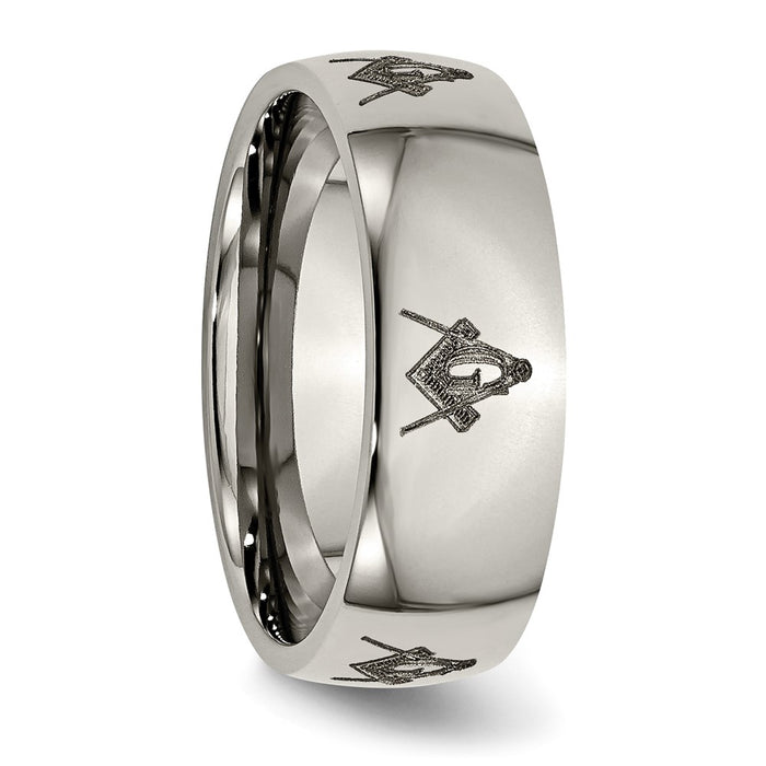 High-Quality 8mm Polished Titanium Band with Masonic Design | Stylish Value-4