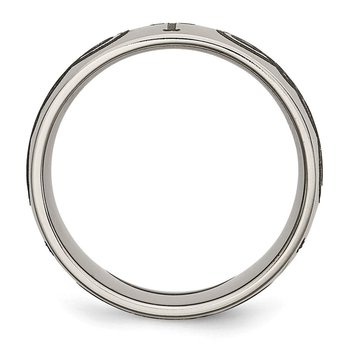 Buy Stylish 8mm Polished Titanium Band with Chiseled Cross Design - Affordable!-2