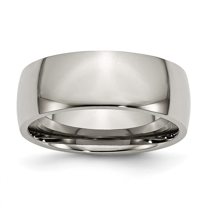 Buy Stylish 8mm Polished Titanium Half-Round Band | High-Quality Value Ring-1