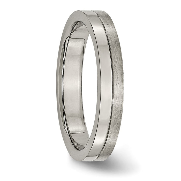 Buy Exclusive 4mm Chiseled Titanium Grooved Band - Stylish Brushed Finish-3