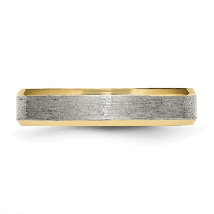 High-quality 5mm Beveled Edge Titanium Band | Stylish Brushed Yellow IP-Plated Design-3