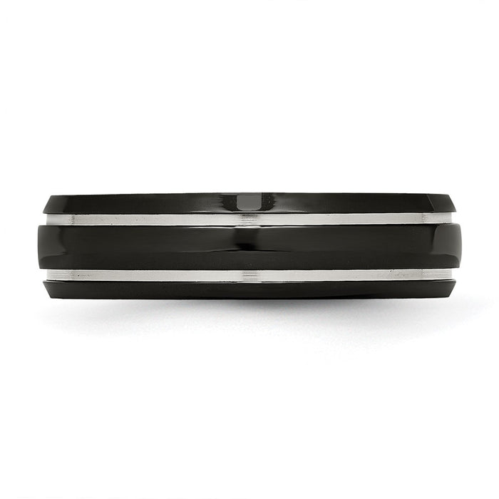 Buy Stylish 6mm Grooved Band - Polished Black IP-Plated Titanium, Durable Design-3