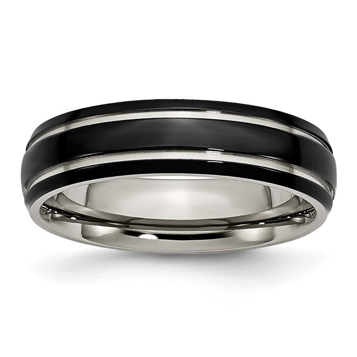 High-Quality 6mm Polished Black IP-Plated Titanium Band | Stylish Value Ring-1