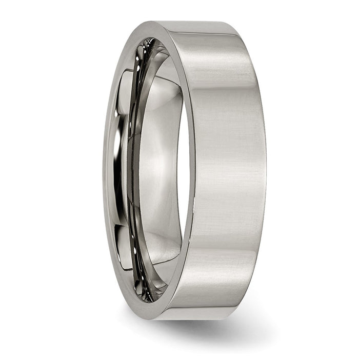 High-Quality Chisel 6mm Polished Titanium Flat Band Ring - Stylish Value!-4