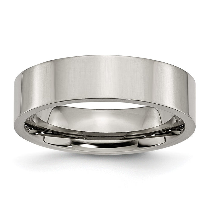 High-Quality 6mm Polished Titanium Flat Band Ring - Stylish & Affordable Luxury-1