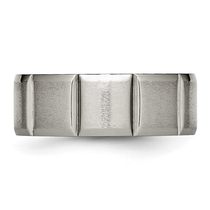 Buy Stylish 8mm Grooved Band - Satin & Polished Titanium, Luxury Design-3