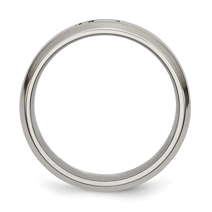 Exclusive Chiseled Titanium 6mm Beveled Edge Band | Stylish Brushed Center Design-2