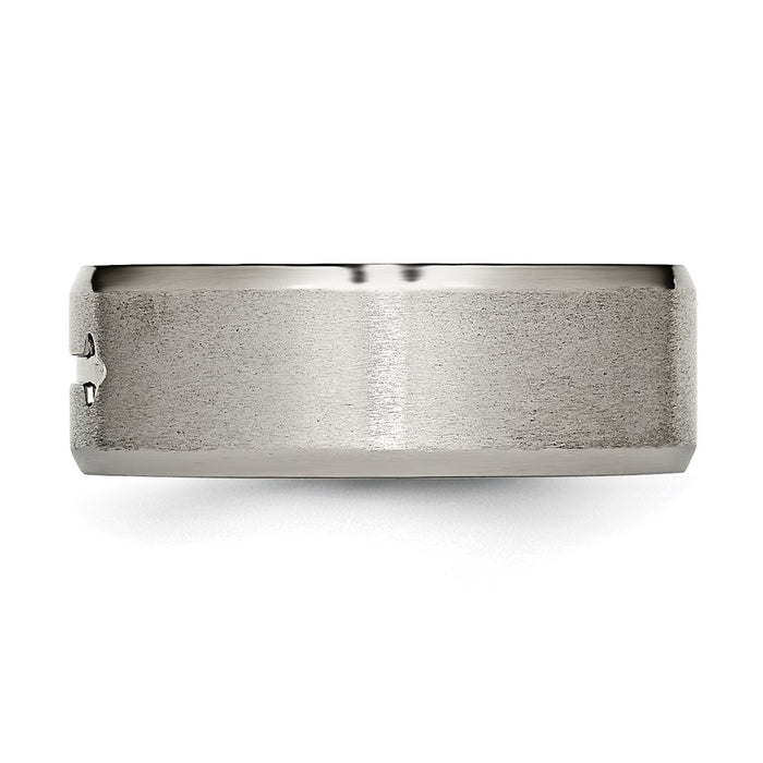 Buy Stylish 8mm Beveled Edge Titanium Band with Brushed Center Design-3