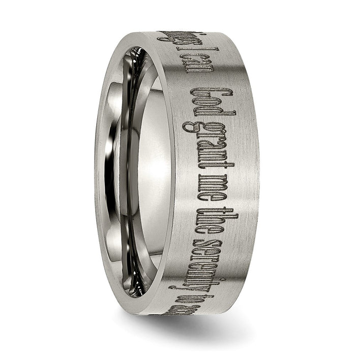 Buy Stylish 8mm Brushed Titanium Flat Band with Serenity Prayer Engraving-5