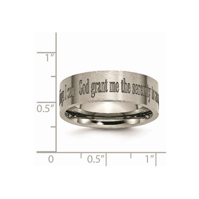 Buy Stylish 8mm Chiseled Titanium Flat Band with Serenity Prayer Engraving-7