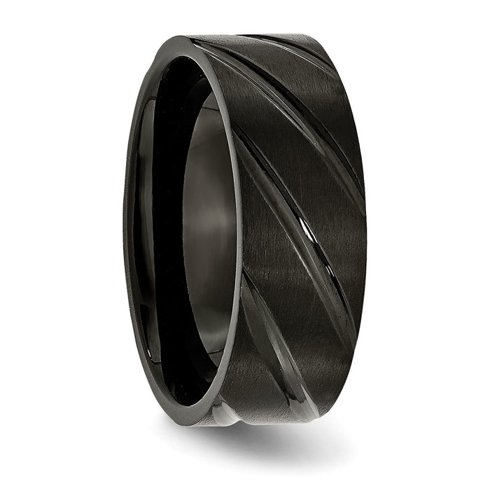 Exclusive 8mm Chisel Titanium Band | Stylish Black IP-Plated Swirl Design-4