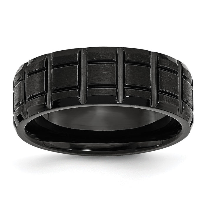 Buy Exclusive 8mm Notched Band in Black IP-Plated Titanium | Stylish Design-1