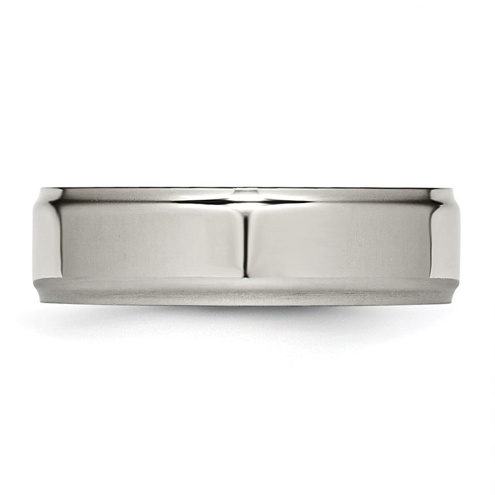 Buy High-Quality Chisel Titanium 7mm Polished Band - Stylish Ridged Edges-3
