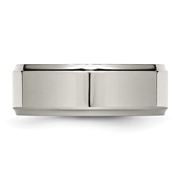 Exclusive Chisel Titanium 8mm Polished Band with Ridged Edges - Stylish Value!-3