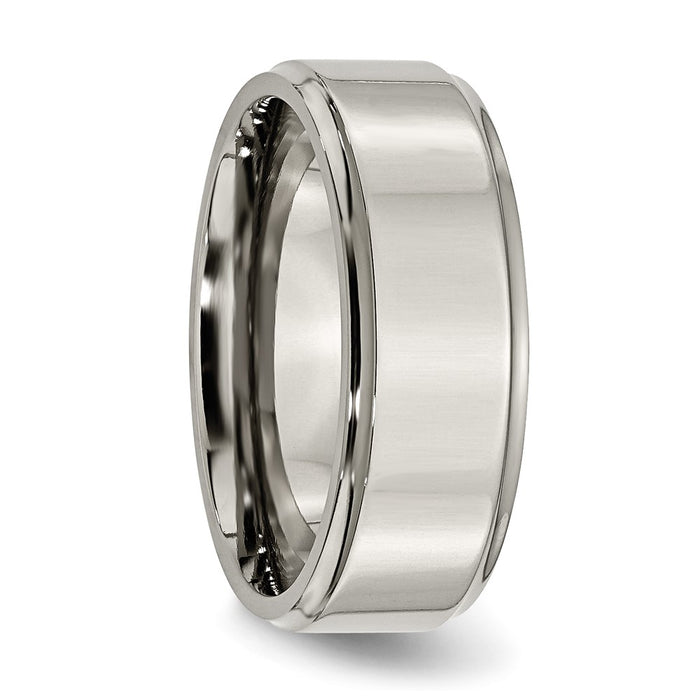 High-quality Chisel Titanium 8mm Polished Band - Stylish Ridged Edges Discounted!-4