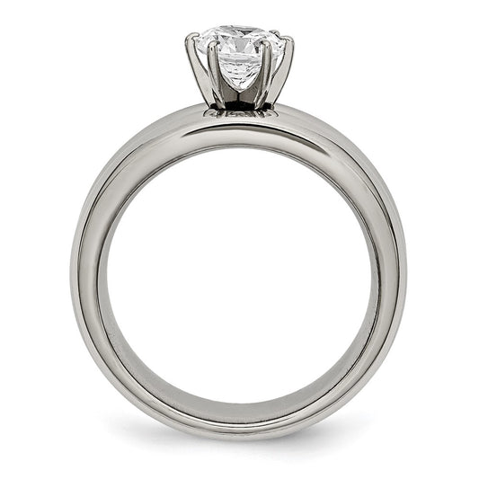 Buy Stylish Polished Titanium Chisel Ring with CZ Accents - 14K Gold Finish