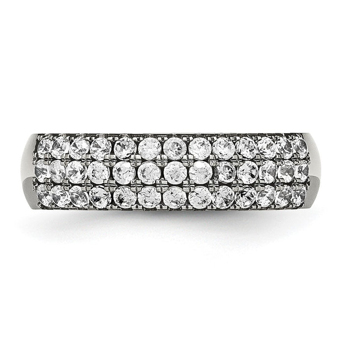 Buy Stylish Chiseled Titanium Polished Multi-Row CZ Ring - 7mm, Luxury Design-4