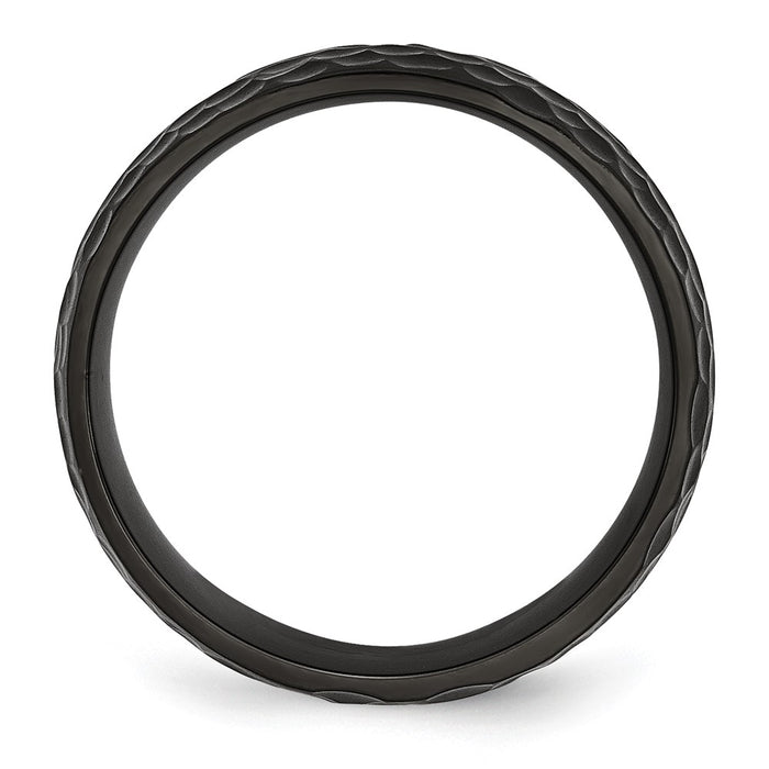 Shop Stylish 8mm Black IP-Plated Hammered Band | Luxury Titanium Finish-2