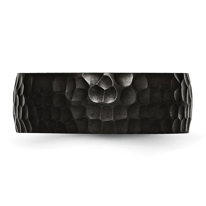 Shop Stylish 8mm Black IP-Plated Hammered Band | Luxury Titanium Finish-3
