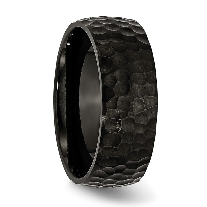 Shop Stylish 8mm Black IP-Plated Hammered Band | Luxury Titanium Finish-4