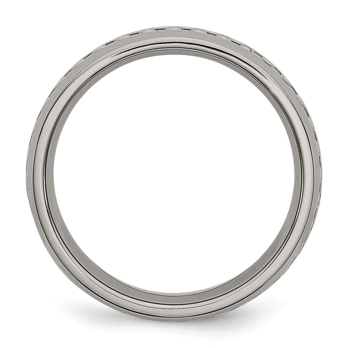 High-Quality Chisel 6mm Titanium Band | Stylish Polished Finish & Carbon Inlay-2