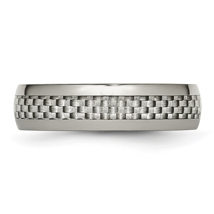 High-Quality Chisel 6mm Titanium Band | Stylish Polished Finish & Carbon Inlay-3