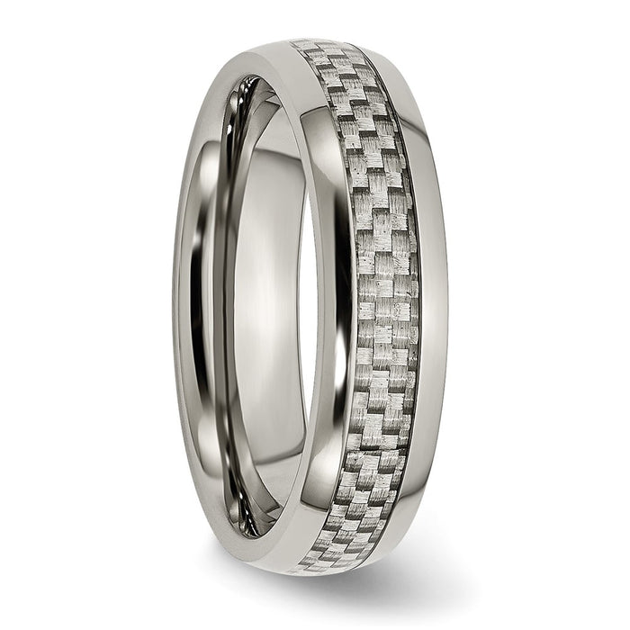 High-Quality Chisel 6mm Titanium Band | Stylish Polished Finish & Carbon Inlay-4