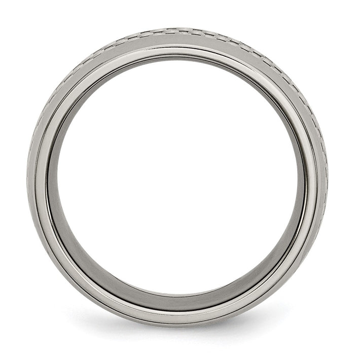 Buy 8mm Titanium Chisel Band with Polished Finish & Grey Carbon Fiber Inlay-2