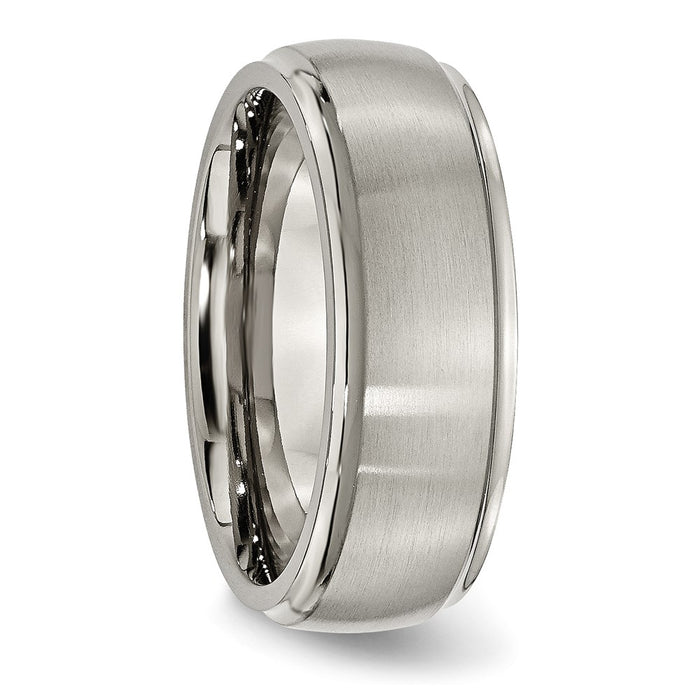 High-Quality Brushed Titanium 8mm Ridged Edge Band - Stylish Value Ring-4