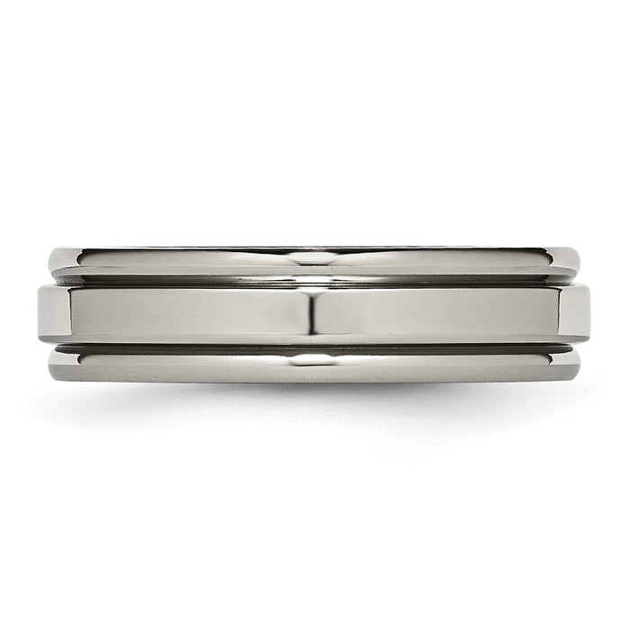 Buy Stylish 6mm Polished Titanium Grooved Edge Ring - Exclusive Value!-3