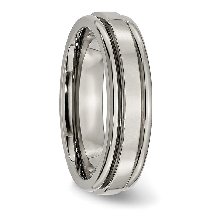 Buy Stylish 6mm Polished Titanium Band with Grooved Edge - Luxury Design-4