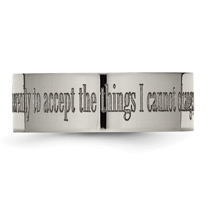 High-Quality 8mm Polished Titanium Chisel Band with Serenity Prayer - Stylish Value-3