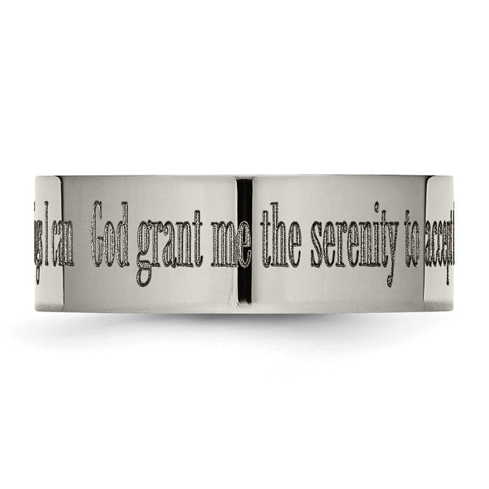 High-Quality 8mm Polished Titanium Chisel Band with Serenity Prayer - Stylish Value-4