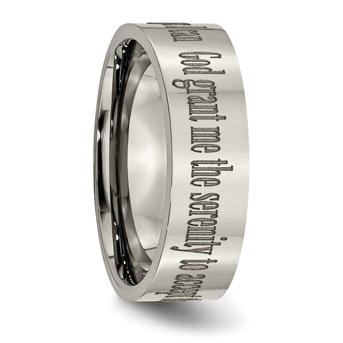 High-Quality 8mm Polished Titanium Chisel Band with Serenity Prayer - Stylish Value-5