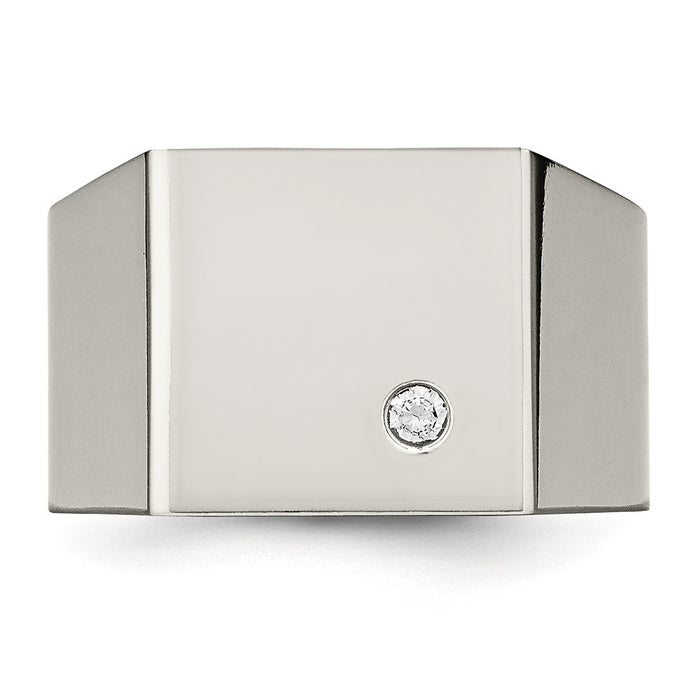 Exclusive Chisel Titanium Signet Ring with Cubic Zirconia - Stylish & Affordable-4